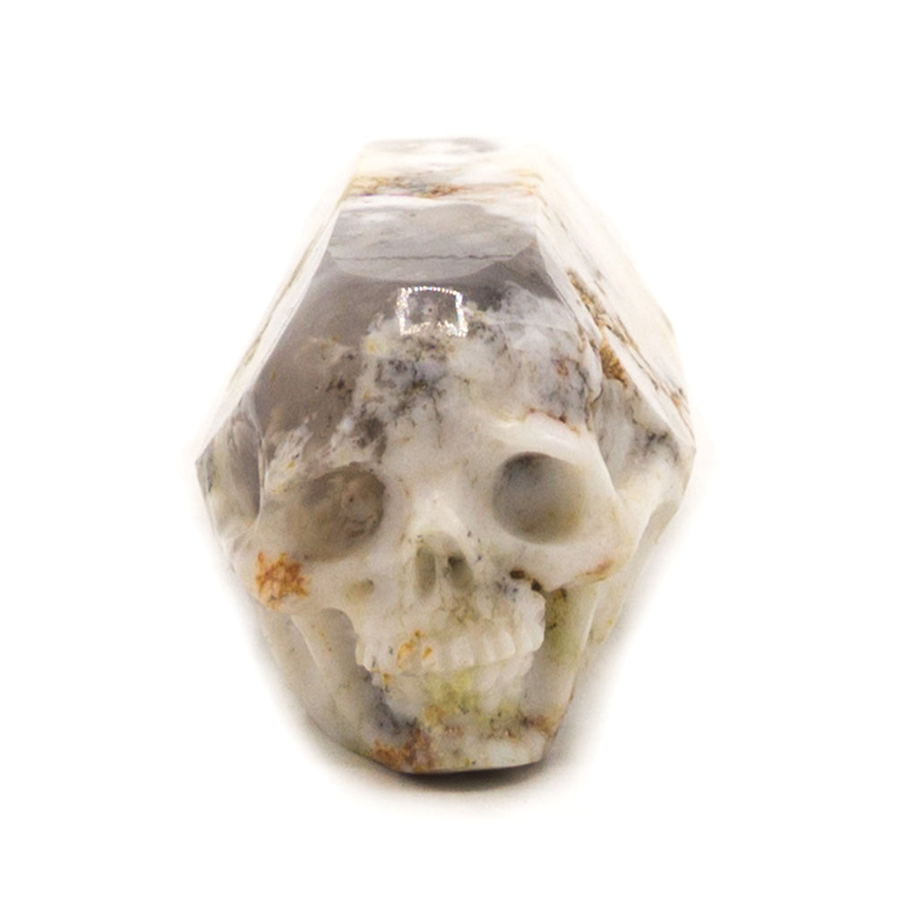 HAND CARVED MARBLE CHALCEDONY CRYSTAL STONE  SKULL SMALL