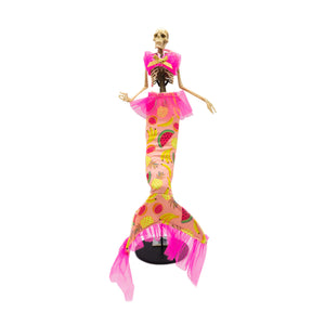 HAND CARVED FIN MERMAID SKELETON SKULL ART DECORATION
