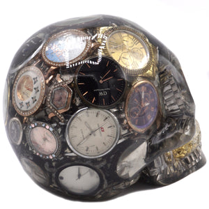 NOT ENOUGH TIME VINTAGE RESIN SKULL ART WATCHES HOME DECORATION - LARGE