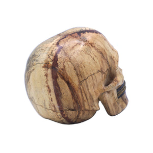 UNZIP IT HAND CARVED WOOD SKULL WITH ZIPPER ART HOME DECORATION