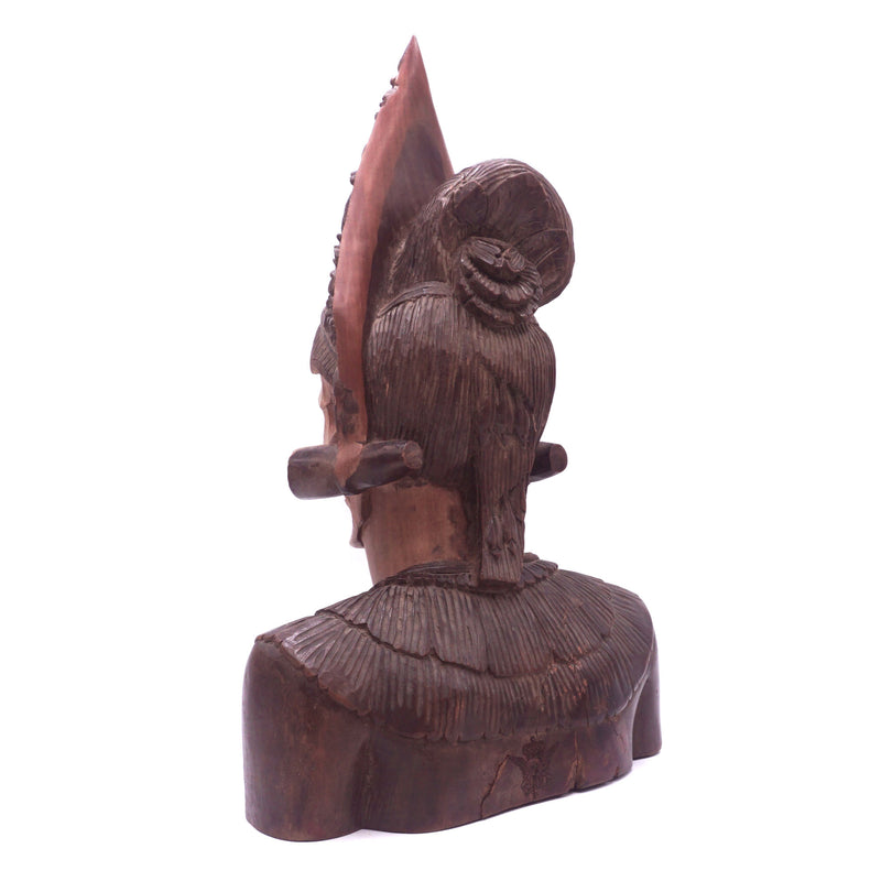 IBU MADE IN BALI HAND CARVED WOOD BALINESE BUST HOME ART DECORATION