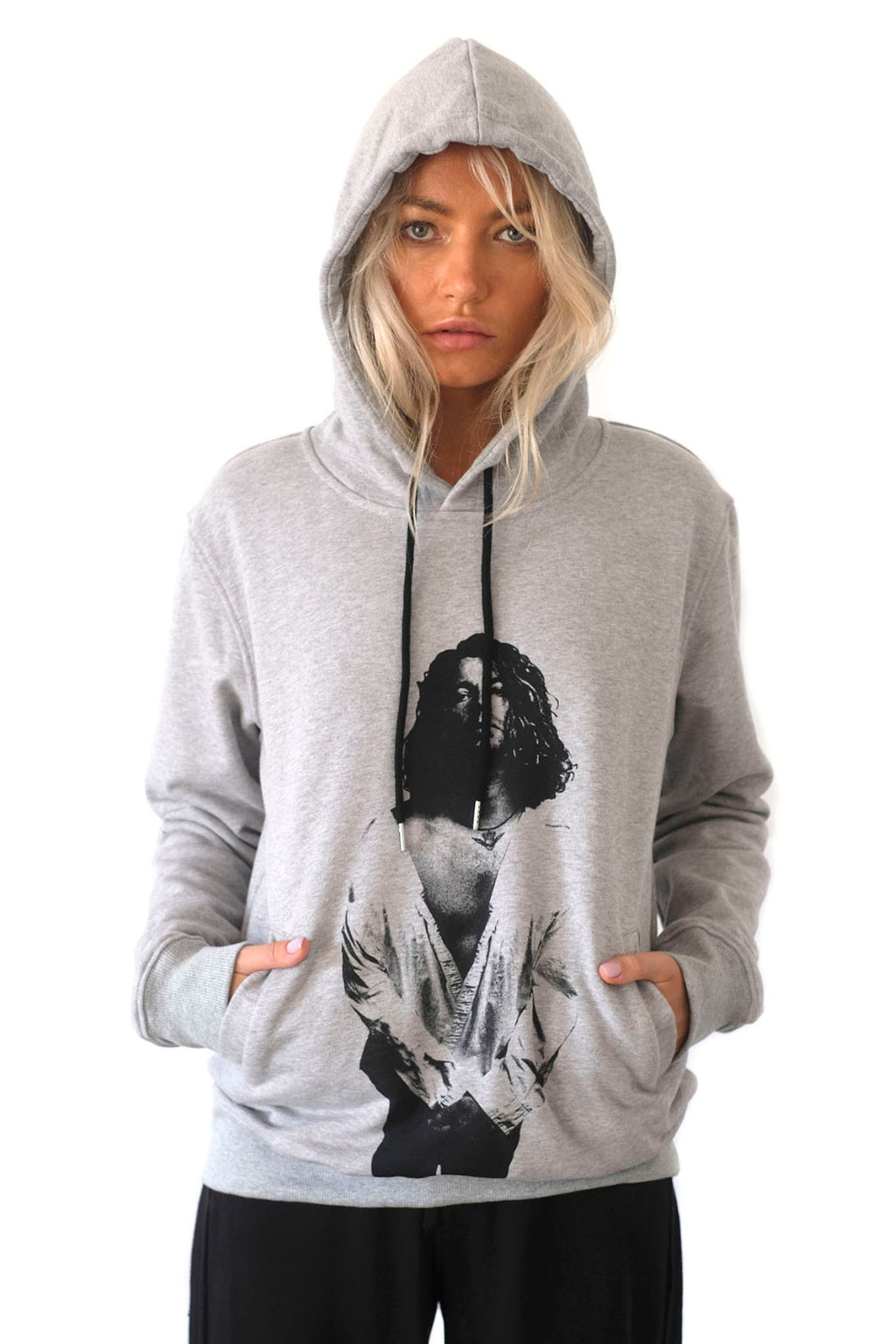 SKULL HUTCH GREY MARL WOMEN HOODIE SWEATER PULLOVER FRONT