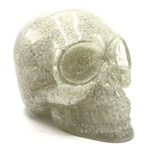 WHITE PEARL CLEAR RESIN SKULL LARGE